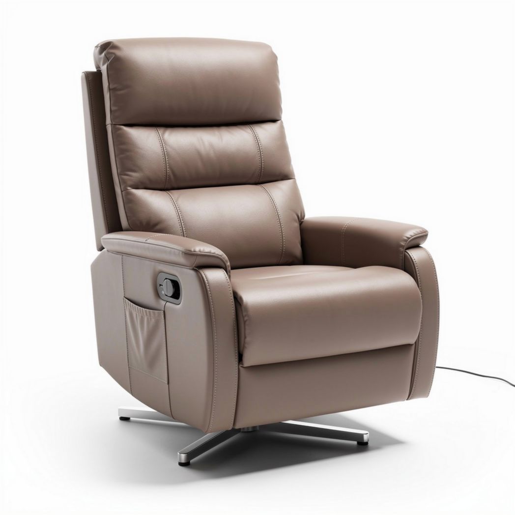 Relaxfauteuil met elektrisch verstelbare functie en kunstleer in taupe 85 x 85 x 100cm