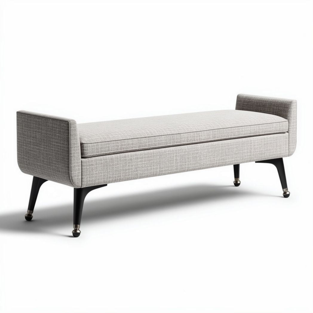 Bank van stof met opbergruimte 120 x 40 x 45cm lichtgrijs en zwart