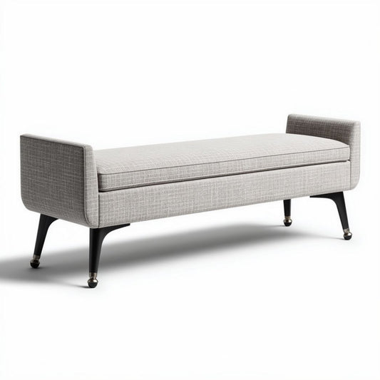 Bank van stof met opbergruimte 120 x 40 x 45cm lichtgrijs en zwart