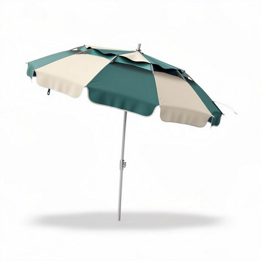 Parasol in groen en crème met metalen voet 180 x 180 x 250cm