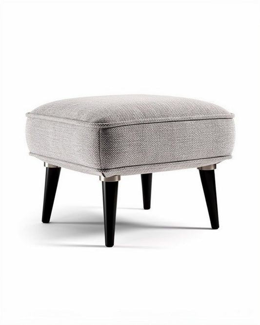 Hocker van stof met houten poten 45 x 45 x 35 cm in lichtgrijs