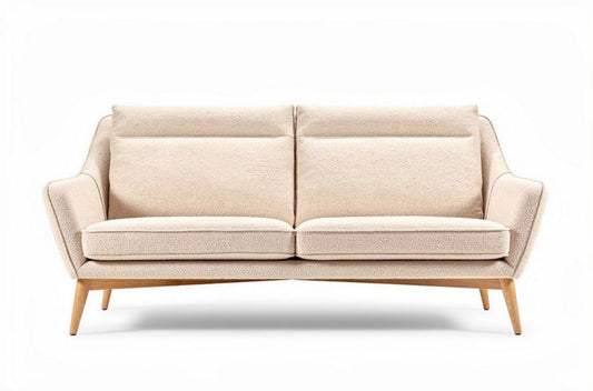 Bank van stof met houten poten afmetingen 200 x 90 x 80 cm beige